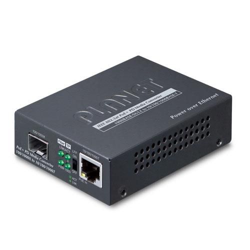 Planet 802.3at PoE+ PD 10/100/1000BASE-T to 100/1000BASE-X SFP Media Converter - W126900609