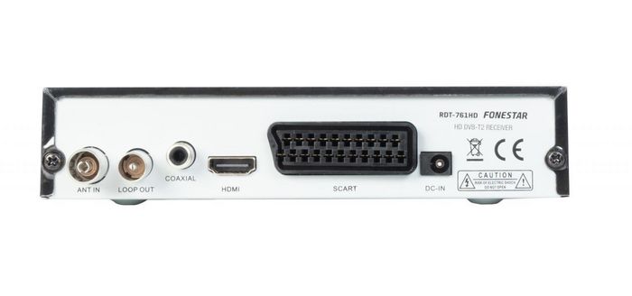 Fonestar DVB-T2 HD, 1080p/720p, PVR (Timeshift), H.265 HEVC, HDMI, SCART, USB, Coaxial Digital Audio, RCA, 12V DC 1A, 300g, Black - W126916964