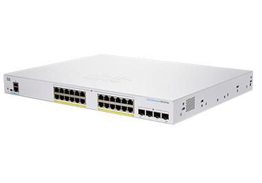 Cisco Business 350 switch, 24 10/100/1000 PoE+ ports with 195W power budget, 4 Gigabit SFP, internal power, EU - W126918118
