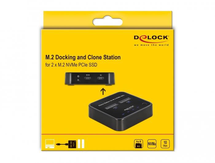 Delock Station d’accueil M.2 pour 2 x SSD M.2 NVMe PCIe avec fonction de clonage - W126927890