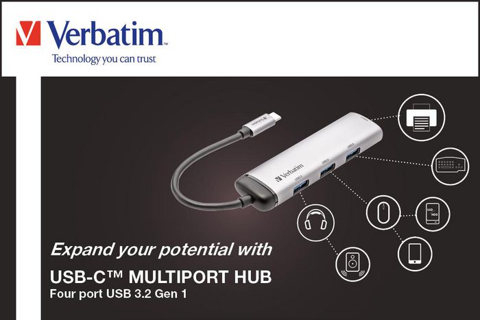 Verbatim USB-C Multiport Hub (includes 15cm USB-C cable) - W126931898
