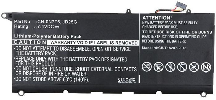 CoreParts Laptop Battery for Dell 40Wh Li-Pol 7.4V 5400mAh Black, XPS 13 2015 9343, XPS 13 9343, XPS 13-9343, XPS9343-1818SLV - W125062735
