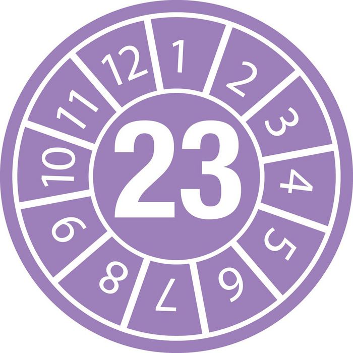 Brady Tamper-evident Inspection Date Labels  Year 23 White on Purple dia. 20 mm - W126056591
