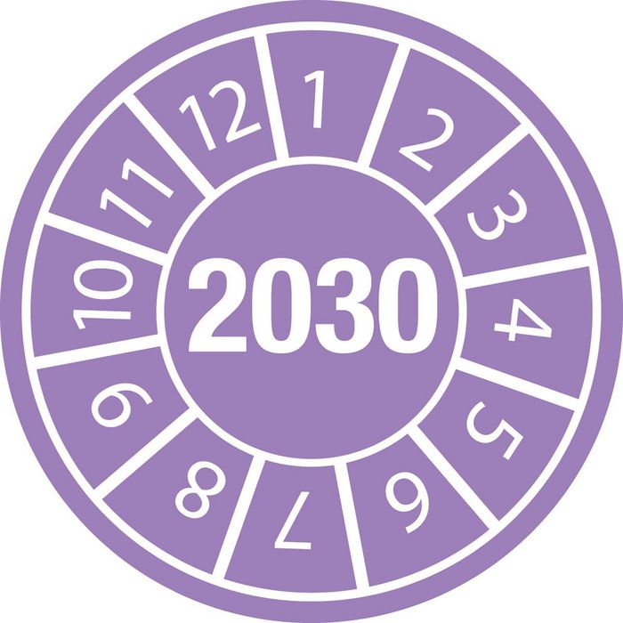 Brady Inspection Date Labels White on Purple dia. 35 mm - W126060510