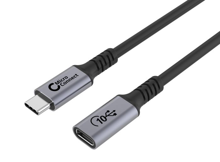 MicroConnect USB-C extension cable 1m, 100W, 10Gbps, USB 3.2 Gen 2x2 - W126988094