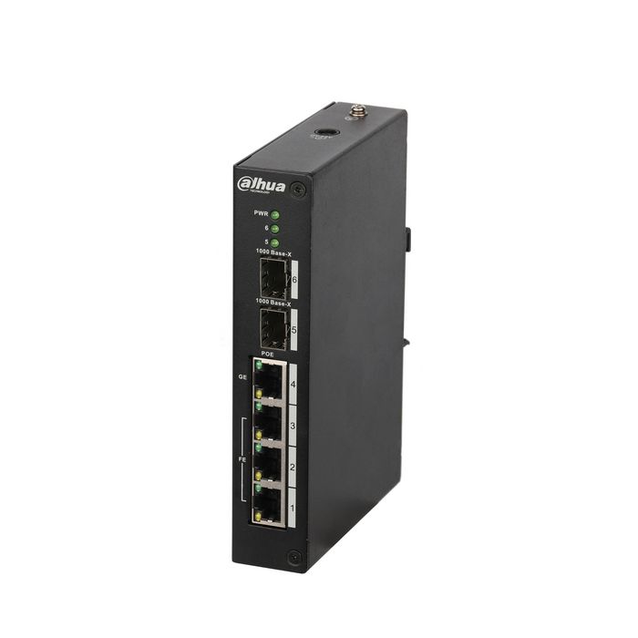 Dahua Switch PoE 4 puertos (3x 100Mbps, 1 Gigabit) + 2x Gigabit no gestionable. Temperatura -30°C a 65°C - W125856752