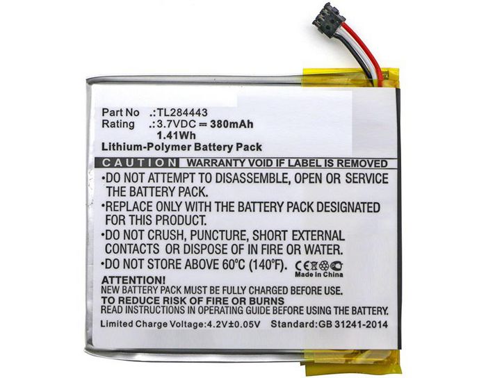 CoreParts Battery for Smart Home 1.41Wh Li-Pol 3.7V 380mAh Black, for Nest Smart Home A0013, Learning Thermostat 2nd Genera, Learning Thermostat 3rd Gen, Learning Thermostat 3rd Genera, T3007ES, T3008US, T4000ES, Thermostat E - W125993947