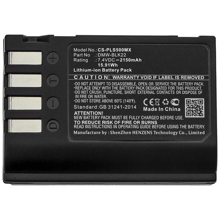 CoreParts Battery for Camera 15.91Wh Li-ion 7.4V 2150mAh Black for Panasonic Camera Lumix DC-S5, Lumix DC-S5K, Lumix G9, Lumix GH5, Lumix GH5S - W125989686