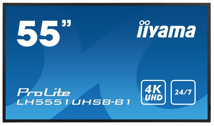 iiyama 55” Professional 24/7 Digital Signage display with 4K UHD resolution and 800cd/m² high brightness performance - W127041213