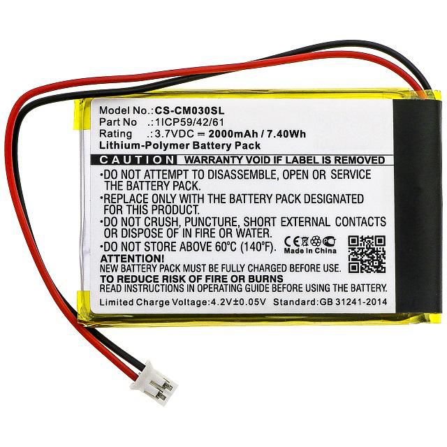 CoreParts Battery for Custom Battery Packs 7.40Wh Li-Pol 3.7V 2000mAh Black for Custom Battery Pack Custom Battery Packs - W125990170
