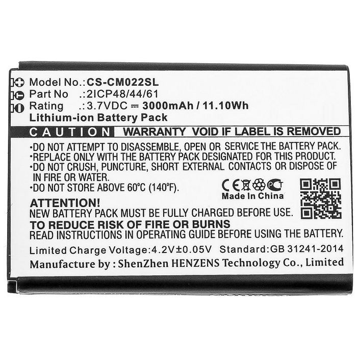 CoreParts Battery for Custom Battery Packs 11.10Wh Li-ion 3.7V 3000mAh Black for Custom Battery Pack Custom Battery Packs - W125990174