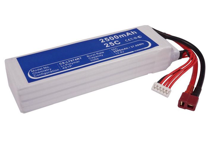 CoreParts Battery for Cars 37Wh Li-Pol 14.8V 2500mAh White for RC Cars LT974RT - W125989718
