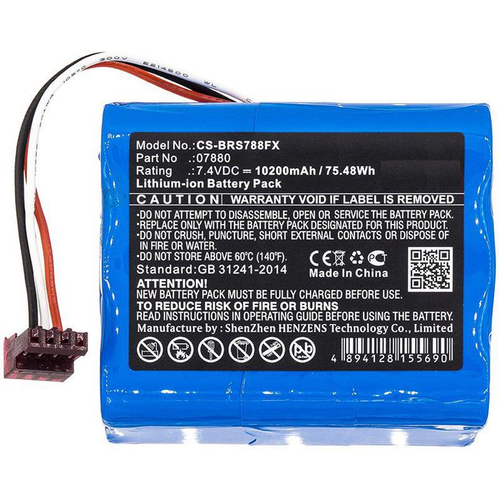 CoreParts Battery for Flashlight 75.48Wh Li-ion 7.4V 10200mAh Blue for Bright Star Flashlight 07802, 07815, 07816, 07817, 07835, 07855, 07857, LightHawk - W125990687