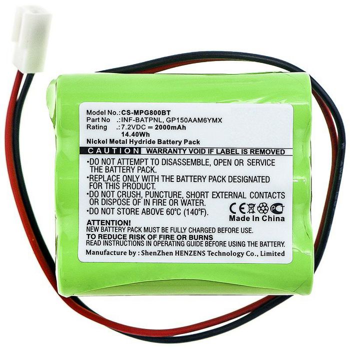 CoreParts Battery for Flashlight 14.40Wh Ni-Mh 7.2V 2000mAh Green for ESP Flashlight Infinite Prime Control Panel - W125990690