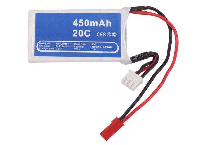 CoreParts Battery for Cars 3.33Wh Li-Pol 7.4V 450mAh White for RC Cars LT919RT - W125989736