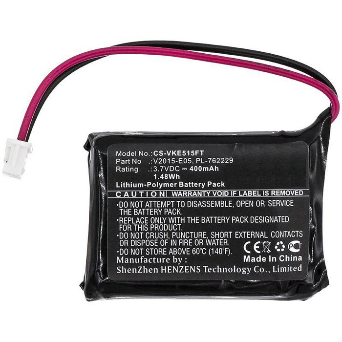 CoreParts Battery for Flashlight 1.48Wh Li-Pol 3.7V 400mAh Black for ViKLi Flashlight E05 V2015, V2015-E05 - W125990707
