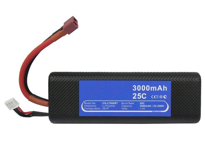 CoreParts Battery for Cars 22.20Wh Li-Pol 7.4V 3000mAh Hard Case Black for RC Cars LT900RT - W125989761