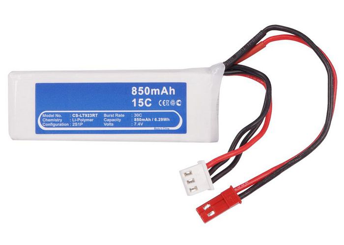CoreParts Battery for Cars 6.29Wh Li-Pol 7.4V 850mAh White for RC Cars LT923RT - W125989764