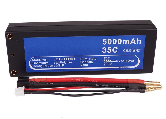 CoreParts Battery for Cars 55.50Wh Li-Pol 11.1V 5000mAh Hard Case Black for RC Cars LT915RT - W125989713