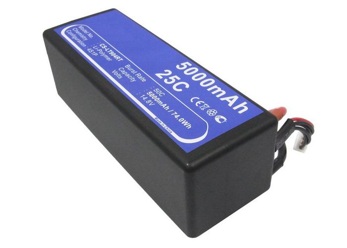 CoreParts Battery for Cars 74Wh Li-Pol 14.8V 5000mAh Hard Case Black for RC Cars LT904RT - W125989783