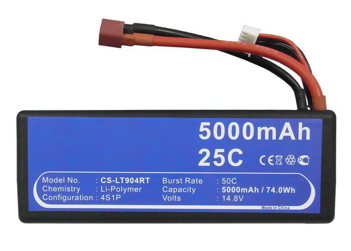 CoreParts Battery for Cars 74Wh Li-Pol 14.8V 5000mAh Hard Case Black for RC Cars LT904RT - W125989783