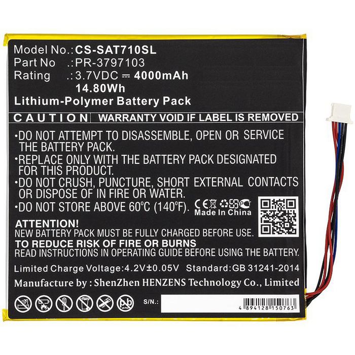 CoreParts Battery for Digiland Tablet 14.80Wh Li-Pol 3.7V 4000mAh Black for Digiland Tablet DL8006, Quad Core 8" - W125994119