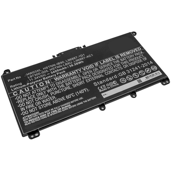 CoreParts Laptop Battery for HP 38.56Wh Li-Polymer 11.34V 3400mAh for HP Pavilion 15 15-EG0000,Pavilion 15 EG0073CL - W126385626