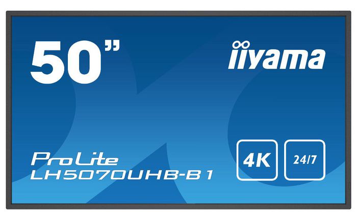 iiyama A 50" (125.7 cm) professional digital signage display with 4K UHD resolution, 24/7 uptime and a brightness output of 700cd/m² - W127041210
