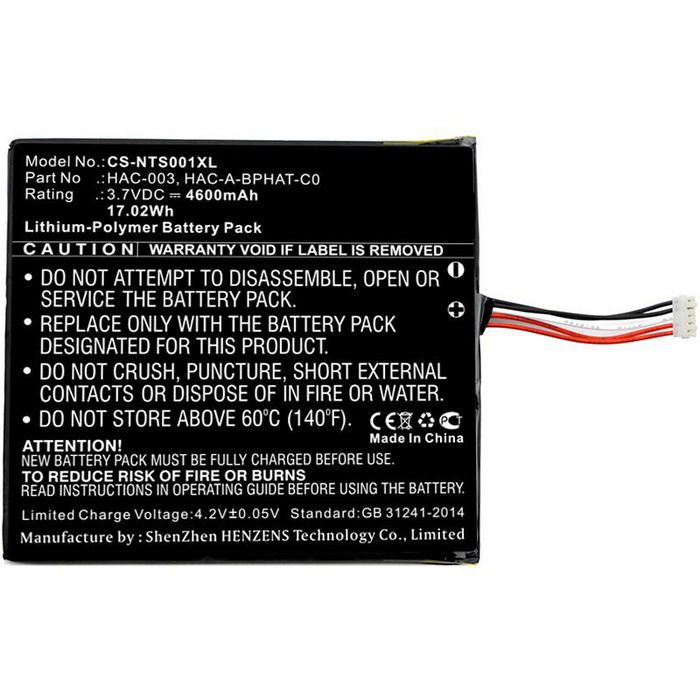 CoreParts Battery for Game Console 17.02Wh Li-Pol 3.7V 4600mAh Black for Nintendo Game Console HAC-S-JP/EU-C0, Switch HAC-001 - W125990718