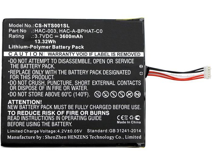 CoreParts Battery for Game Console 13.32Wh Li-Pol 3.7V 3600mAh Black for Nintendo Game Console HAC-S-JP/EU-C0, Switch HAC-001 - W125990720
