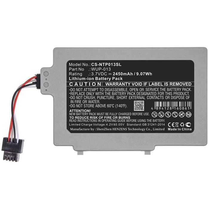 CoreParts Battery for Game Console 9.07Wh Li-ion 3.7V 2450mAh Grey for Nintendo Game Console Wii U, Wii U GamePad, WUP-010 - W125990724