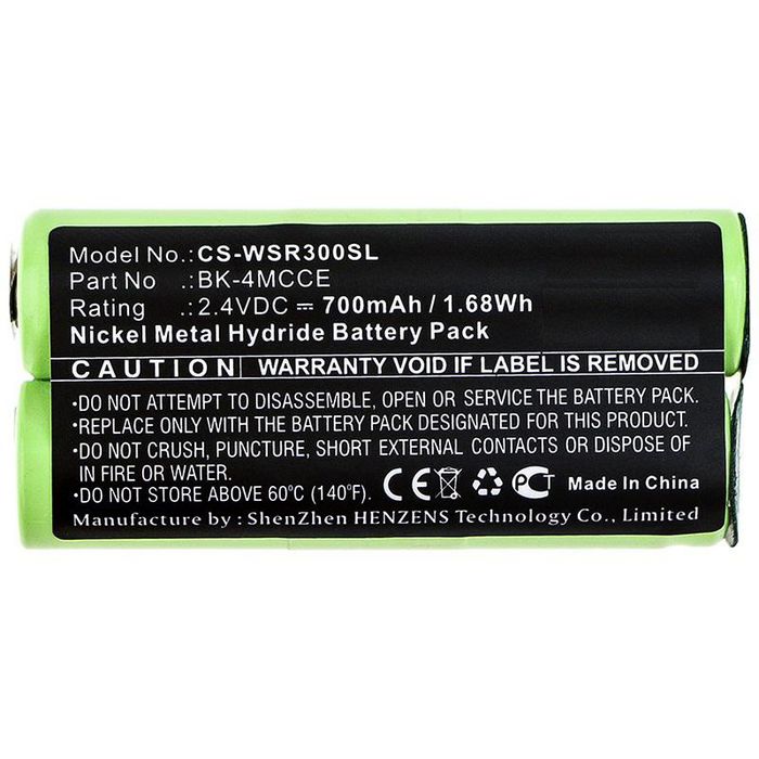 CoreParts Battery for Shaver 1.68Wh Ni-Mh 2.4V 700mAh Green for Waterpik Shaver 900 Sonic Toothbrush, Sensonic Plus SR-3000, Sensonic Plus SR-3000E - W125993937