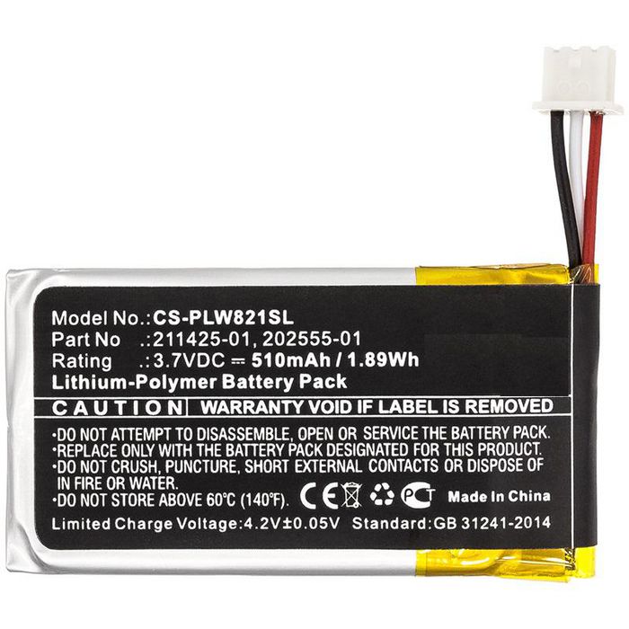 CoreParts Battery for Wireless Headset 1.89Wh Li-Pol 3.7V 510mAh Black for Plantronics Wireless Headset Savi 8210, Savi W8210 - W125994475