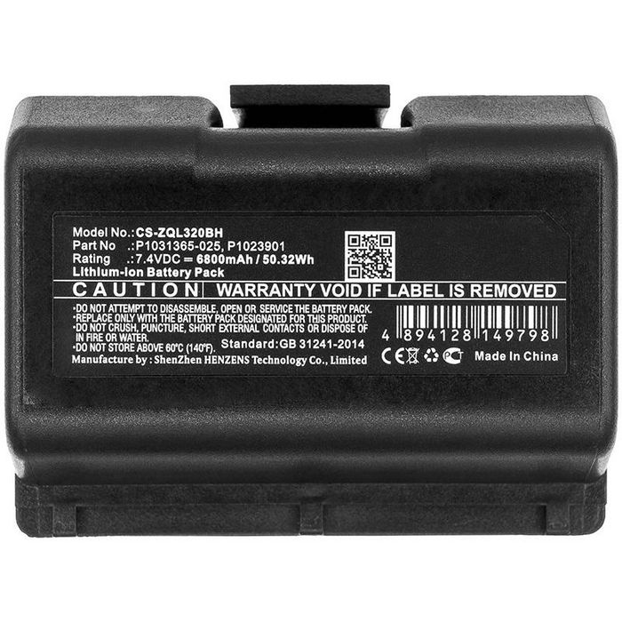 CoreParts Battery for Portable Printer 50.32Wh Li-ion 7.4V 6800mAh Black, for Zebra Portable Printer QLN220, QLn220HC, QLN320, QLn320HC, ZQ500, ZQ510, ZQ520, ZQ610, ZQ610HC, ZQ620, ZQ620HC, ZR628, ZR638 - W125993777