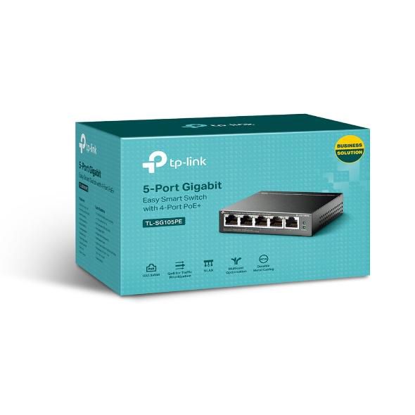 TP-Link 5-Port Gigabit Easy Smart PoE Switch with 4-Port PoE+ - W127061028
