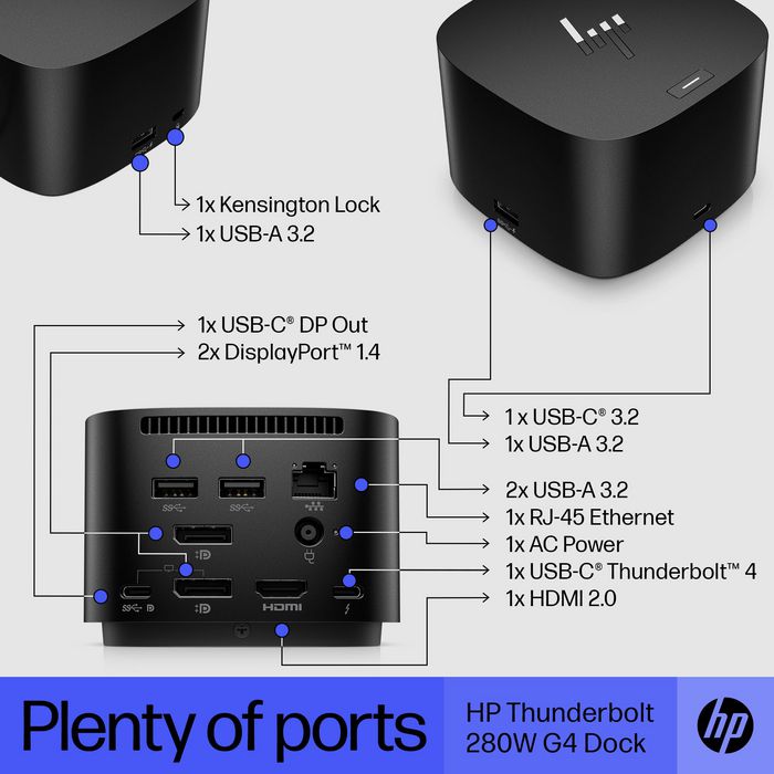 4J0G4AA, HP Thunderbolt Dock 280W G4 Dock Cable EET