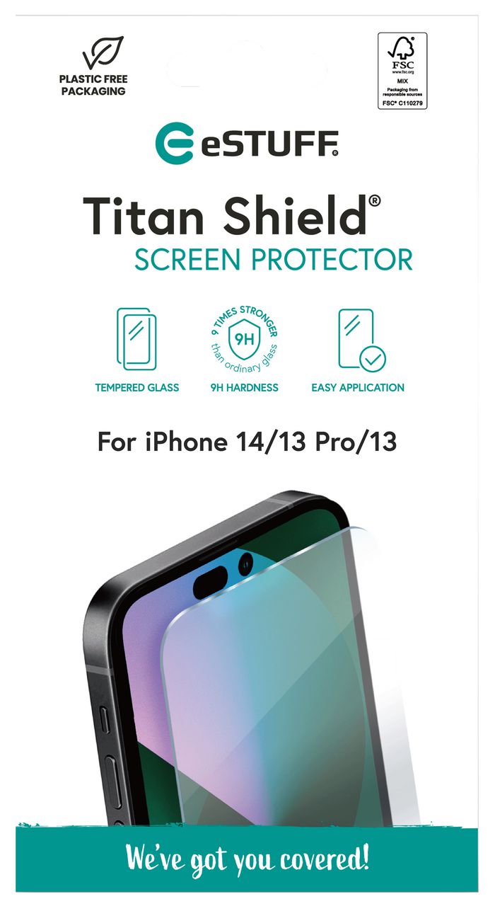eSTUFF Titan Shield Screen Protector for iPhone 14 │13 Pro │13 - Clear - W126799170
