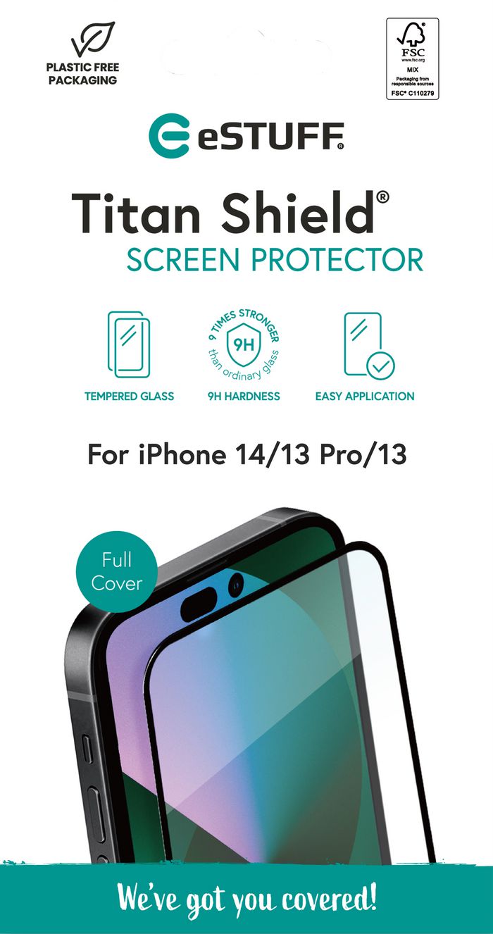 eSTUFF Titan Shield Screen Protector for iPhone 14/13 Pro/13 – Full Cover - W126799172