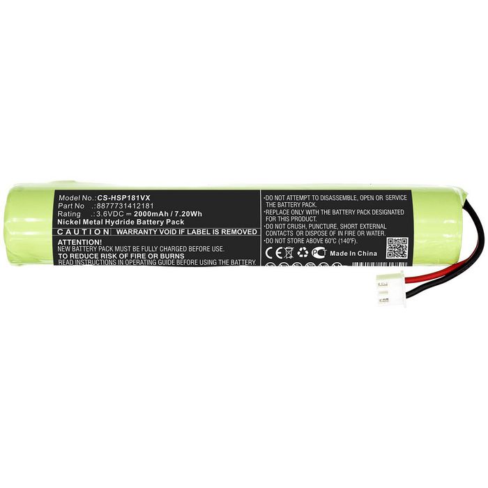 CoreParts Battery for Vacuum 7.20Wh Ni-Mh 3.6V 2000mAh Green for Brush Vacuum Cleaner Mop - W125994355