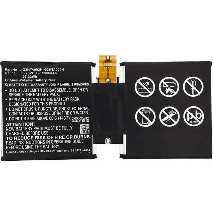 CoreParts Battery for Microsoft Mobile 27.5Wh Li-ion 3.78V 7270mAh, MSK-1645, Surface 3 10.8", Surface 3 1645 - W124676113