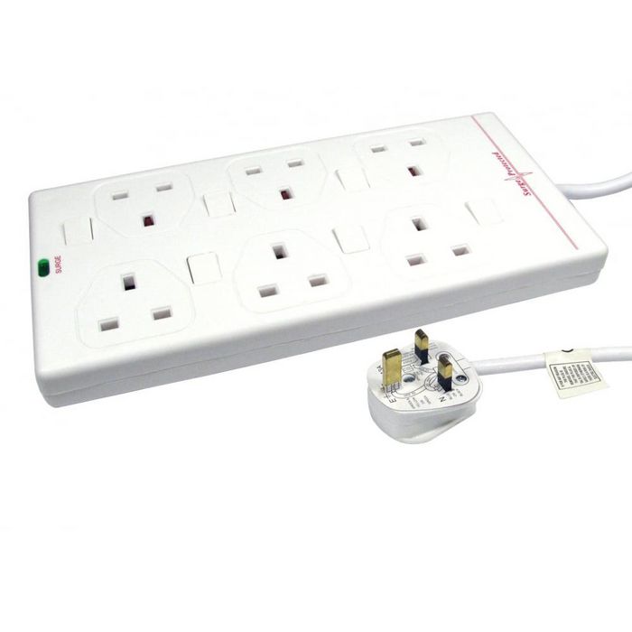 MicroConnect Individually Switched 6-way UK Power Strip - W125880664