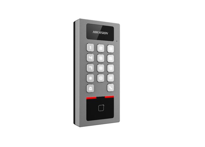 Hikvision Terminal control de accesos WiFi tarjetas Mifare DESfire y código PIN videoportero SIP IK09 IP65 - W127076567