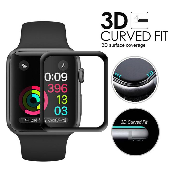 CoreParts Apple Watch 1/2/3 protection 38mm model 3D Curved Full Cover Tempered Glass with Retail Package - W124564320