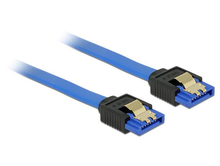 Delock Cable SATA 6 Gb/s receptacle straight > SATA receptacle straight 50 cm blue with gold clips - W127153441