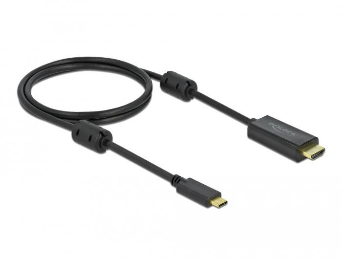 Delock Active cable USB Type-Cª male > HDMI male (DP Alt Mode) 4K 60 Hz, 1m - black - W127153684