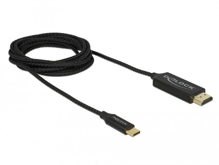 Delock Cable USB Type-Cª male > HDMI male (DP Alt Mode) 4K 60 Hz, 2m coaxial - black - W127153683