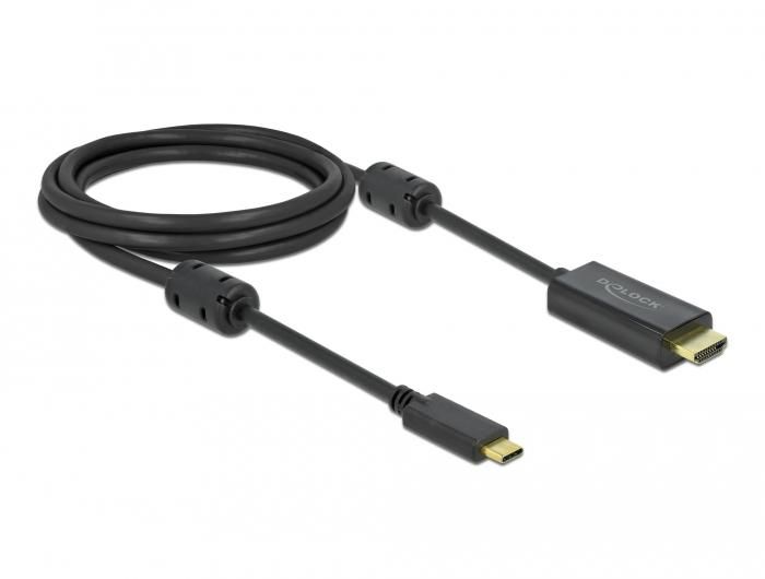 Delock Active cable USB Type-Cª male > HDMI male (DP Alt Mode) 4K 60 Hz, 2m - black - W127153685
