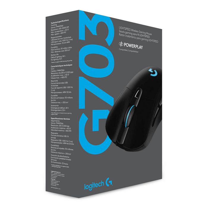 Logitech G703 LightSpeed Mouse Black 2.4GHZ EWR2 - W126823344