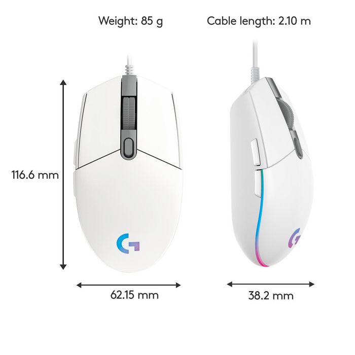 Logitech G203 LIGHTSYNC Gaming Mouse White - W126823348
