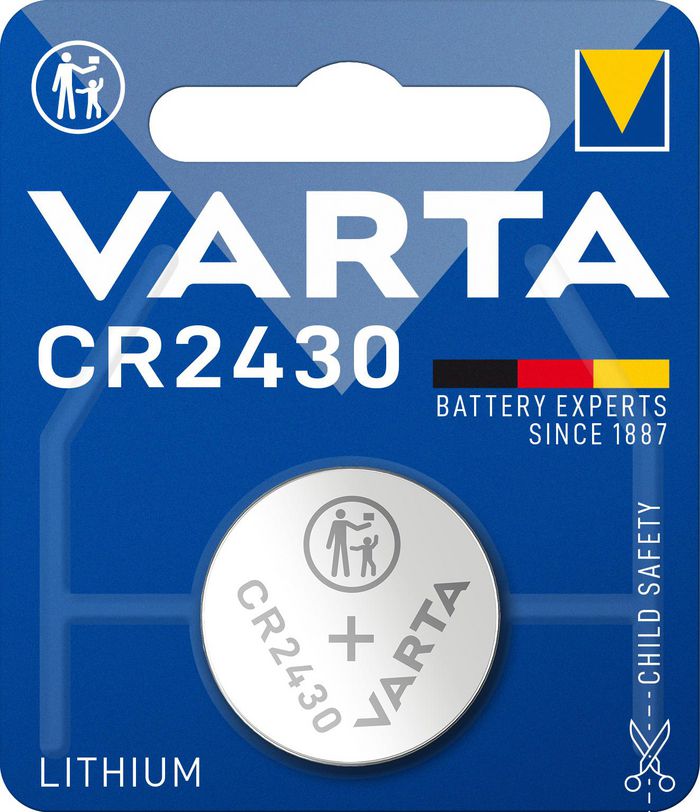 Varta CR 2430, 4g, 1.3 ccm, 3V, 280 mAh, - W124795803